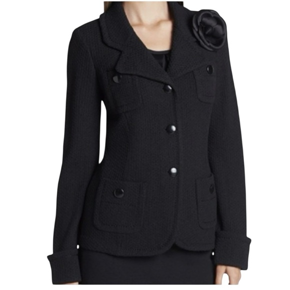 St. John Caviar Jackets & Blazers - Chic Black Blazer with Floral Accent